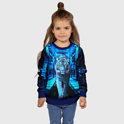 Свитшот детский Крадущийся тигр, цвет: 3D-синий — фото 2