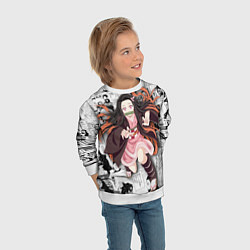 Свитшот детский Незуко Камадо на манге, цвет: 3D-белый — фото 2