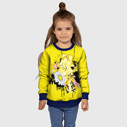 Свитшот детский Жирафа с герберой, цвет: 3D-синий — фото 2