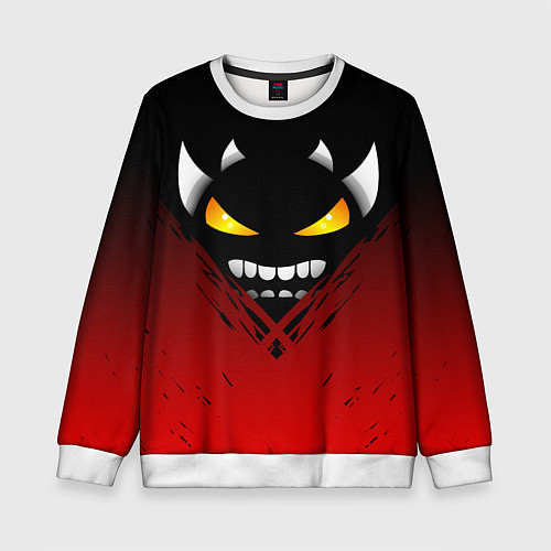 Детский свитшот Geometry Dash: Demon Smile / 3D-Белый – фото 1