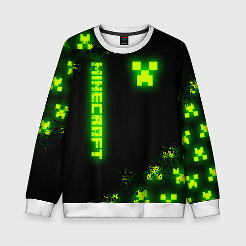 Детский свитшот MINECRAFT NEON LOGO CREEPER / 3D-Белый – фото 1