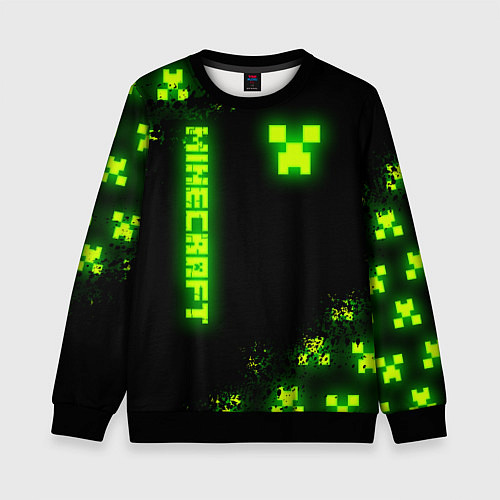 Детский свитшот MINECRAFT NEON LOGO CREEPER / 3D-Черный – фото 1