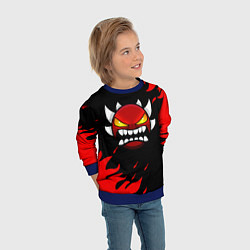 Свитшот детский Geometry Dash: Demon Red Fire, цвет: 3D-синий — фото 2