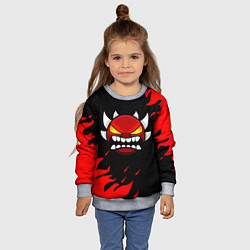 Свитшот детский Geometry Dash: Demon Red Fire, цвет: 3D-меланж — фото 2