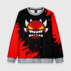 Свитшот детский Geometry Dash: Demon Red Fire, цвет: 3D-меланж