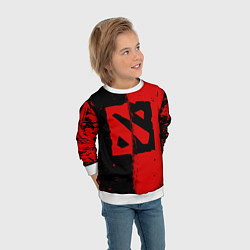 Свитшот детский DOTA 2 БРЫЗГИ КРАСОК, КРАСНО ЧЁРНЫЙ ЛОГО, цвет: 3D-белый — фото 2