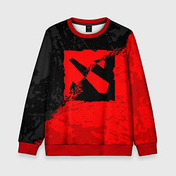 Детский свитшот DOTA 2 RED BLACK LOGO, БРЫЗГИ КРАСОК