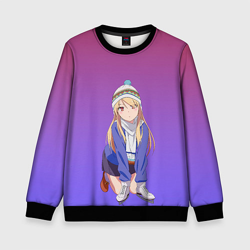 Детский свитшот Девочка и коньки / 3D-Черный – фото 1