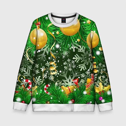 Детский свитшот Новогоднее Настроение Елка / 3D-Белый – фото 1