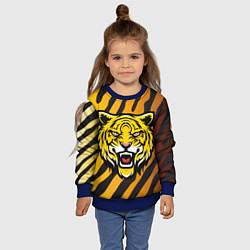 Свитшот детский Рычащий тигр голова, цвет: 3D-синий — фото 2