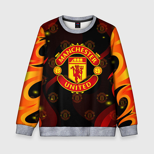 Детский свитшот MANCHESTER UNITED FIRE STYLE SPORT ПЛАМЯ / 3D-Меланж – фото 1