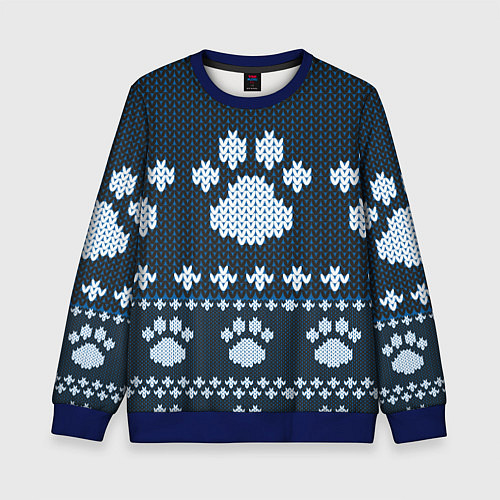 Детский свитшот Вязанные тигровые лапки / 3D-Синий – фото 1