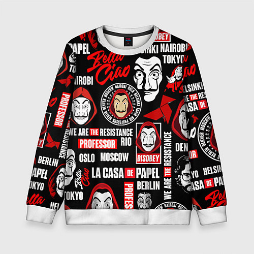 Детский свитшот БУМАЖНЫЙ ДОМ ЛОГОБОМБИНГ LA CASA DE PAPEL / 3D-Белый – фото 1