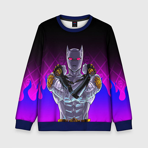 Детский свитшот JOJO KILLER QUEEN КОРОЛЕВА УБИЙЦА FIRE STYLE / 3D-Синий – фото 1