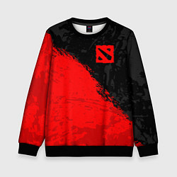 Свитшот детский DOTA 2 RED LOGO, БРЫЗГИ КРАСОК, цвет: 3D-черный