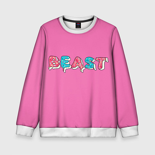 Детский свитшот Mr Beast Donut Pink edition / 3D-Белый – фото 1