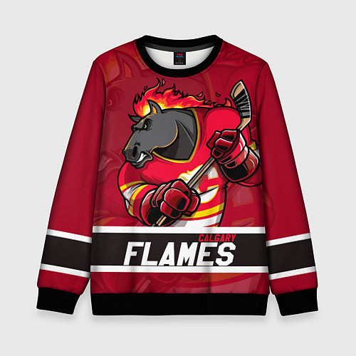 Детский свитшот Калгари Флэймз, Calgary Flames / 3D-Черный – фото 1