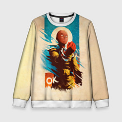Свитшот детский One Punch-Man Эпичный Сайтама, цвет: 3D-белый