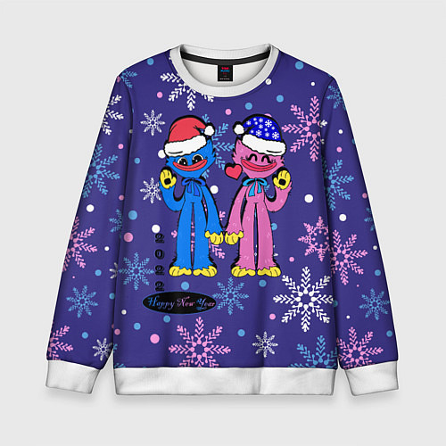 Детский свитшот New Year Huggy WuggyKissy Missy / 3D-Белый – фото 1
