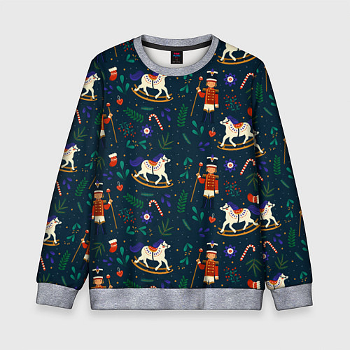Детский свитшот Рождественский узор Щелкунчик / 3D-Меланж – фото 1