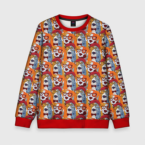 Детский свитшот Собаки в Очках / 3D-Красный – фото 1
