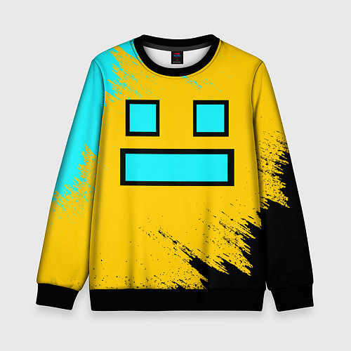 Детский свитшот GEOMETRY DASH SMILE БРЫЗГИ КРАСОК / 3D-Черный – фото 1