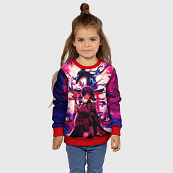 Свитшот детский Шогун райден под деревом лисы Геншин Импакт, цвет: 3D-красный — фото 2