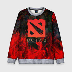Детский свитшот DOTA 2 ЛОГО В ОГНЕ, ПЕРСОНАЖИ