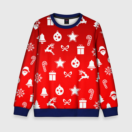 Детский свитшот Новогодний узор красный градиент / 3D-Синий – фото 1