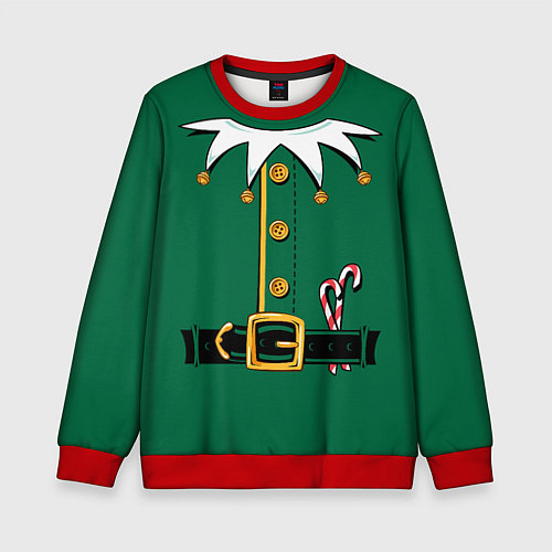 Детский свитшот Christmas Elf Outfit / 3D-Красный – фото 1