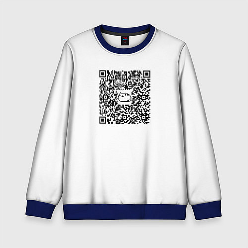 Детский свитшот Я QR-кот, гуляю где вздумается! / 3D-Синий – фото 1