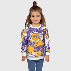Свитшот детский LAKERS ФИРМЕННЫЕ ЦВЕТА БРЫЗГИ КРАСОК LA, цвет: 3D-белый — фото 2