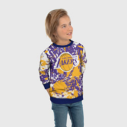 Свитшот детский LAKERS ФИРМЕННЫЕ ЦВЕТА БРЫЗГИ КРАСОК LA, цвет: 3D-синий — фото 2