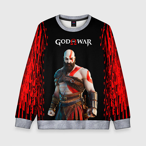 Детский свитшот God of War красные разводы / 3D-Меланж – фото 1