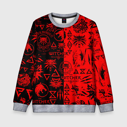Детский свитшот THE WITCHER LOGOBOMBING BLACK RED / 3D-Меланж – фото 1
