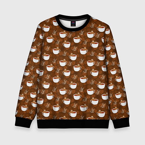 Детский свитшот Need More Coffee Нужно Больше Кофе / 3D-Черный – фото 1