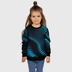 Свитшот детский Волны голубого металла, цвет: 3D-черный — фото 2