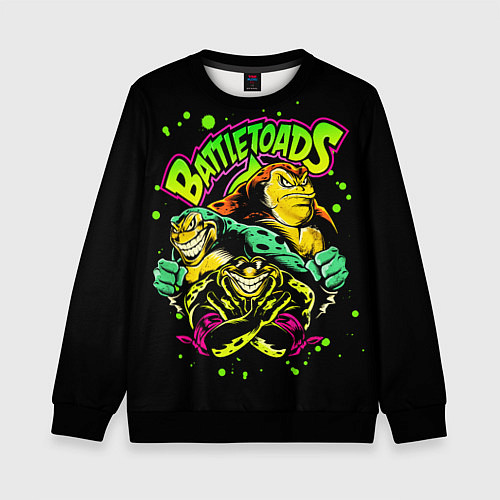 Детский свитшот Battletoads Боевые Жабы / 3D-Черный – фото 1