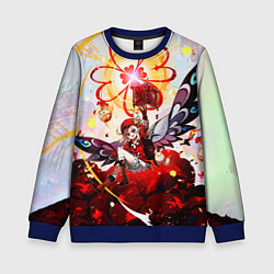 Свитшот детский Кли с крыльями при взрыве Genshin Impact, цвет: 3D-синий