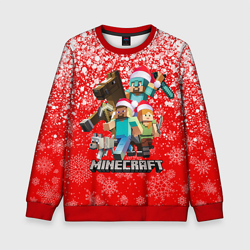 Детский свитшот НОВОГОДНИЙ МАЙНКРАФТ, НОВЫЙ ГОД 2022, / 3D-Красный – фото 1