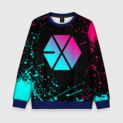 Свитшот детский EXO BAND NEON LOGO НЕОНОВЫЕ БРЫЗГИ КРАСОК, цвет: 3D-синий