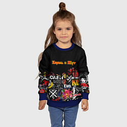 Свитшот детский КОРОЛЬ И ШУТ ЛОГОТИПЫ РОК ГРУПП, цвет: 3D-синий — фото 2