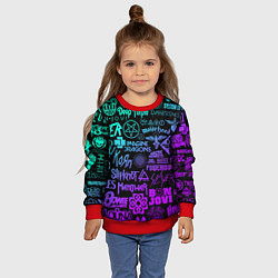 Свитшот детский ЛОГОТИПЫ РОК ГРУПП НЕОН ROCK NEON, цвет: 3D-красный — фото 2