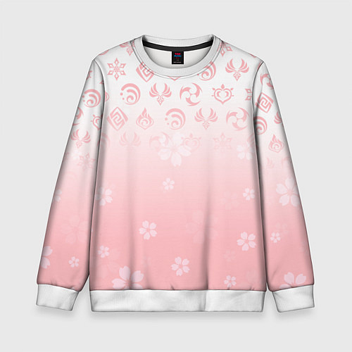 Детский свитшот ГЕНШИН ИМПАКТ ЯПОНИЯ САКУРА ЦВЕТОК / 3D-Белый – фото 1