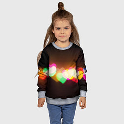 Свитшот детский Горящие сердца всех цветов радуги, цвет: 3D-меланж — фото 2