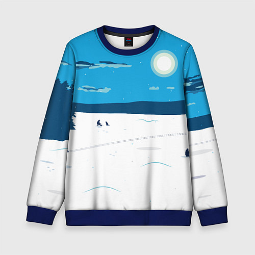 Детский свитшот Зимняя рыбалка на озере / 3D-Синий – фото 1