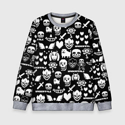 Свитшот детский UNDERTALE PATTERN БЕЛЫЙ, цвет: 3D-меланж