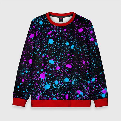 Детский свитшот Брызги неоновые ярких красок / 3D-Красный – фото 1