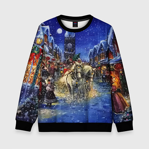 Детский свитшот НОВОГОДНЯЯ АТМОСФЕРА НОВЫЙ ГОД 2022 / 3D-Черный – фото 1