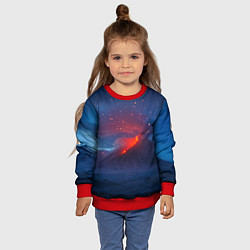 Свитшот детский Извержение вулкана ночью, цвет: 3D-красный — фото 2
